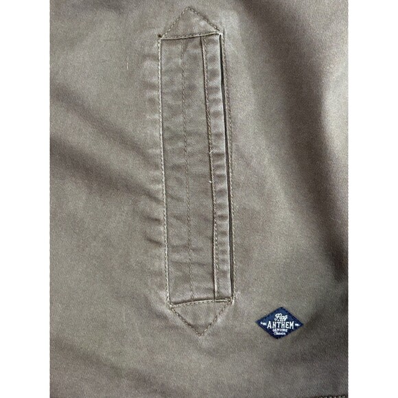 Flag Anthem Olive Mock Neck Trucker Military Shirt Jacket Zip Up Hidden Button - Picture 5 of 16
